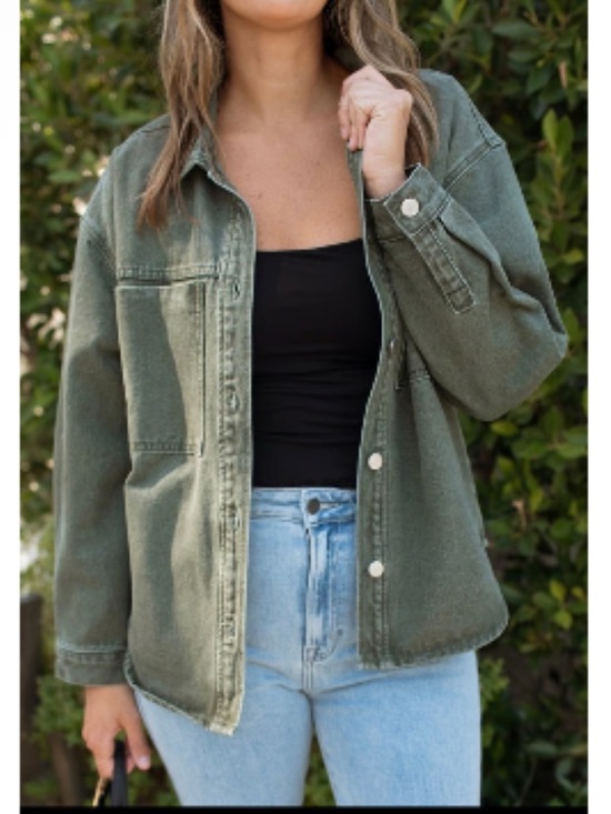 Carly Jean Los Angeles Jackets & Blazers - New CJLA Harrison Green Denim Jacket Sz Medium